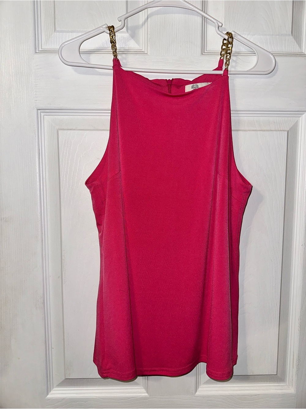 Aryeh Hot Pink Halter Camisole with Gold Chain Straps